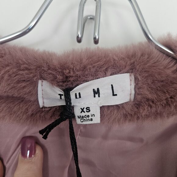 Womens XSmall Faux Fur Fluffy Open Front Draped Coat Teddy Luxury Chic Glam Soft - Picture 3 of 12